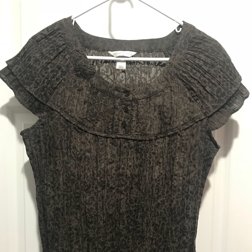 Christopher & Banks brown sleeveless dress shirt